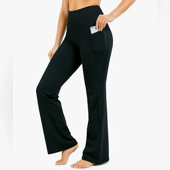 G Gradual Women's Flair Black Yoga Pants - Picture 1 of 6
